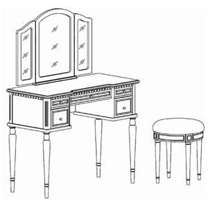 Powell Warm Cherry 429290 Vanity, Mirror and Stool Set Westrich